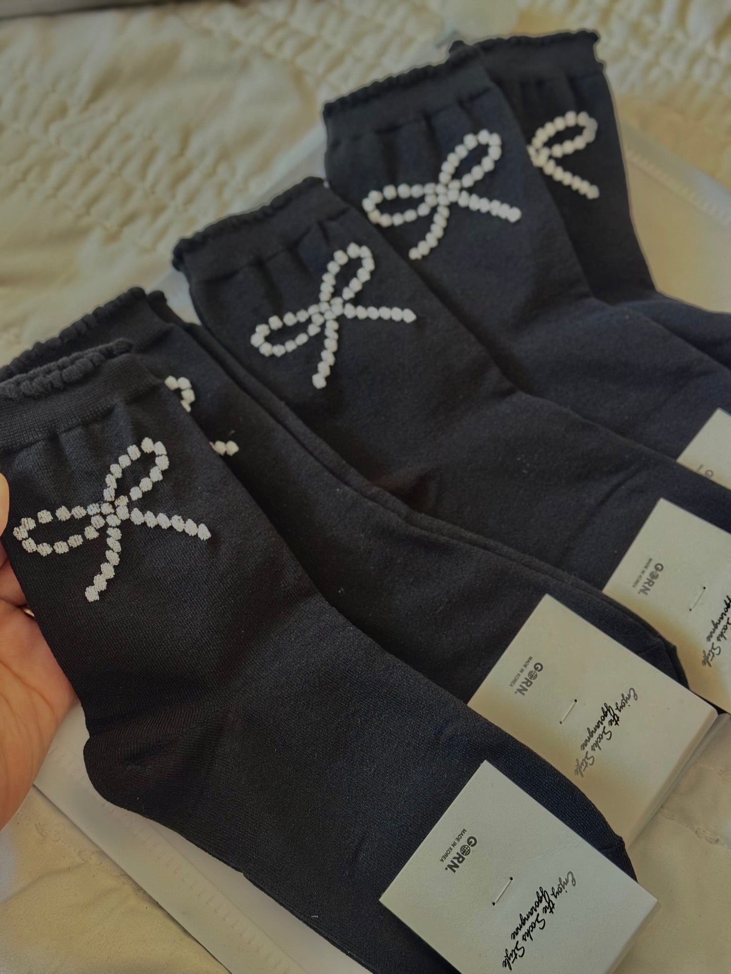 Bow Black Socks