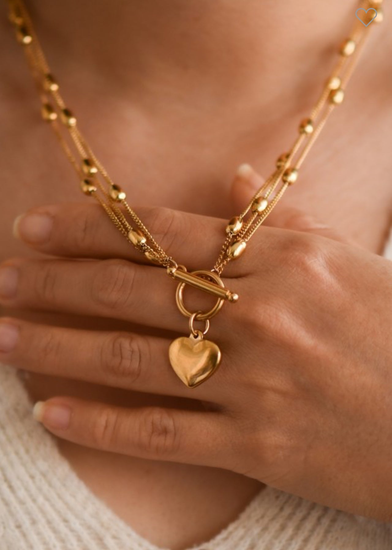Heart of Gold 18k Gold Stainless Steel Necklace