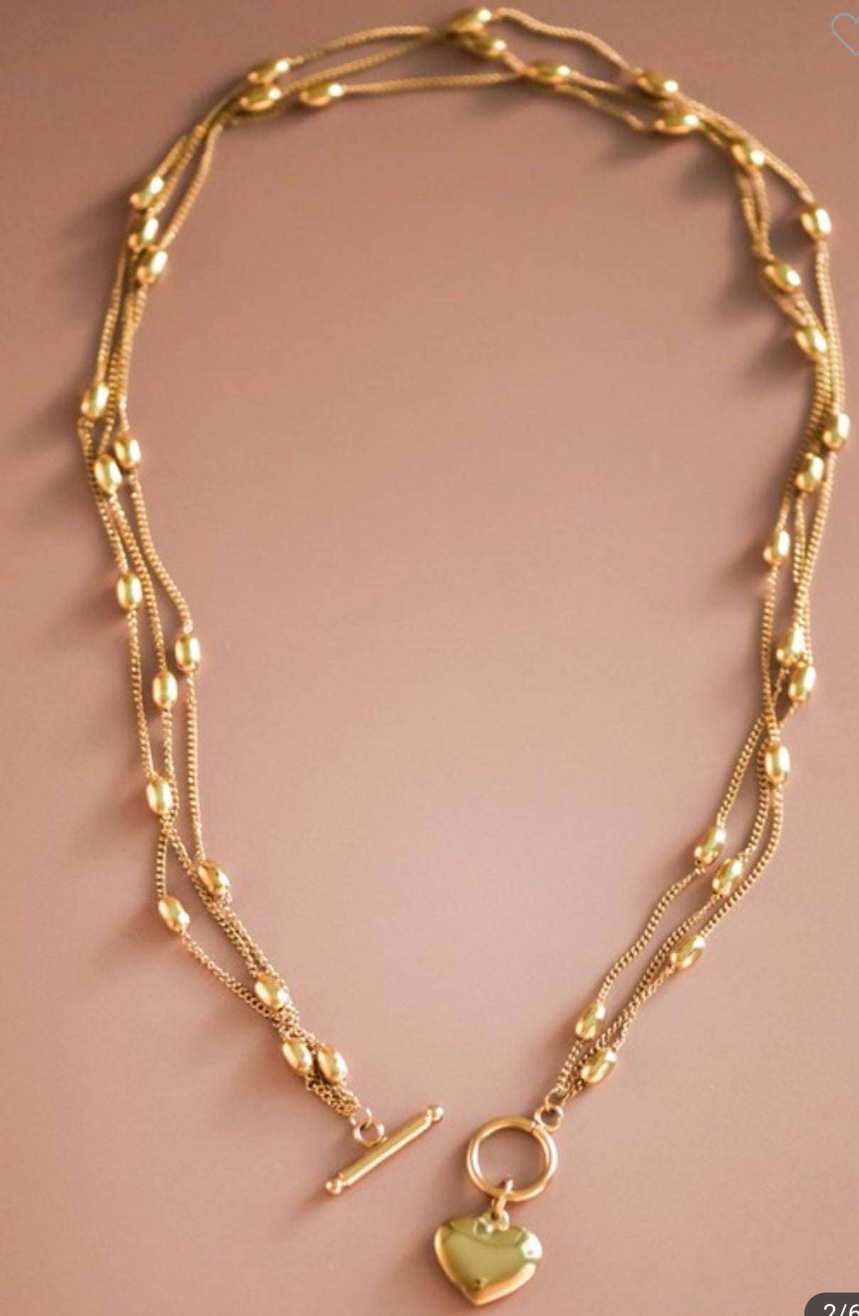 Heart of Gold 18k Gold Stainless Steel Necklace
