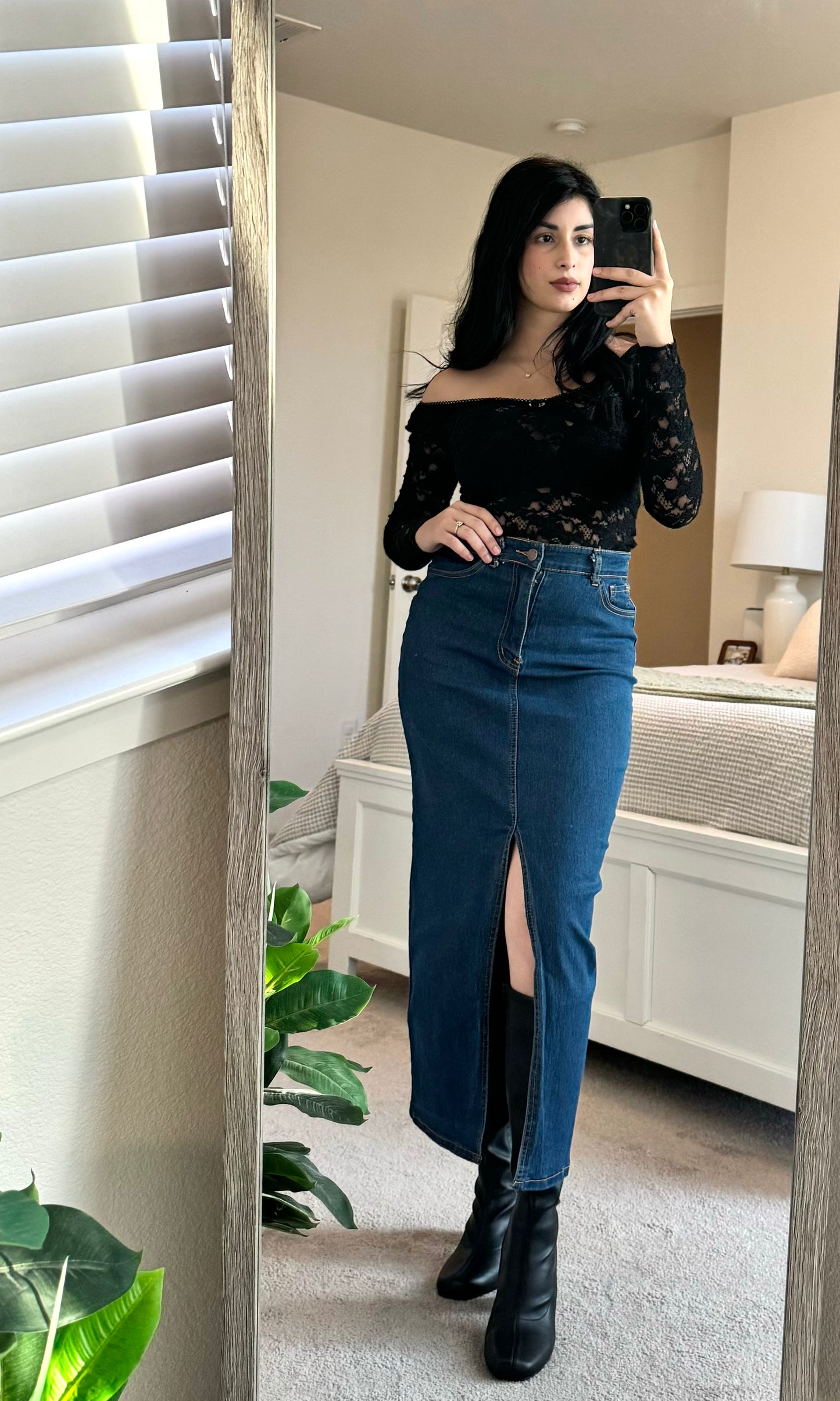 Denim Midi Skirt