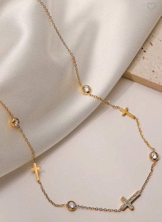 18k Stainless Steel Tarnish Free Cross Necklace
