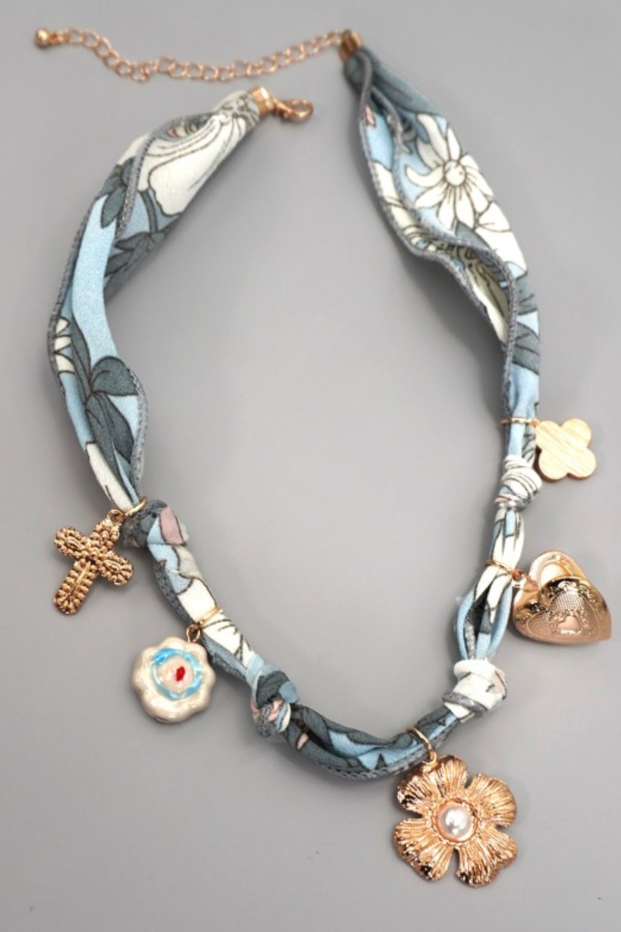 Scarf Charm Necklace-flower Cross Ceramic Floral