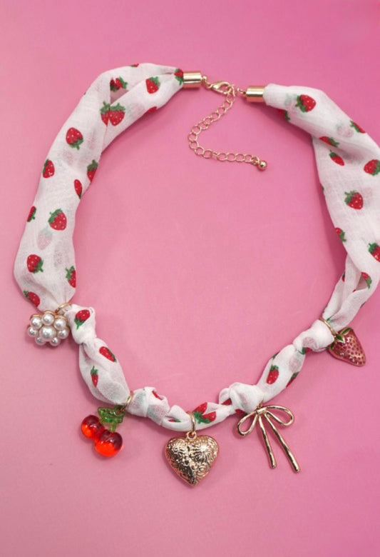 Scarf Charm Necklace-heart Strawberry Cherry