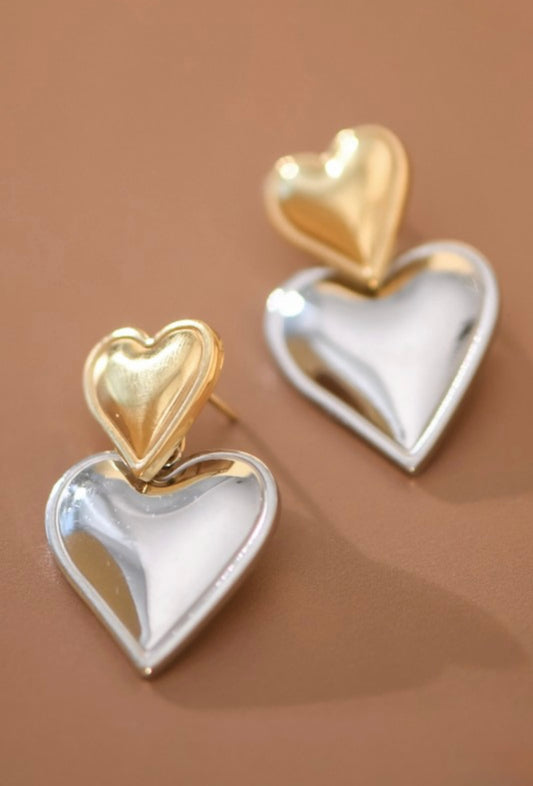 Bicolor Heart 18k Waterproof Stainless Steel