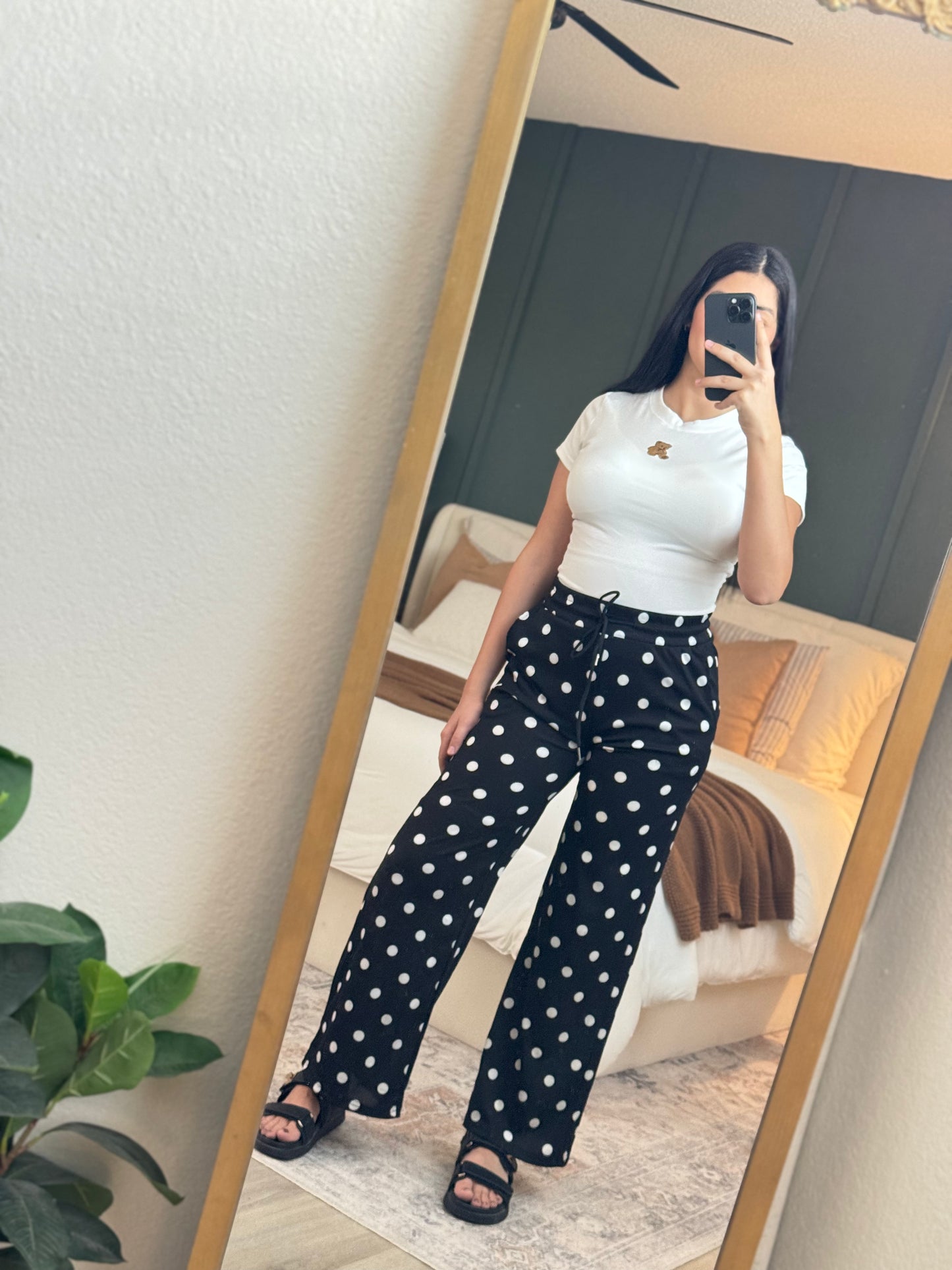 Polka Dot Wide Leg Pocket Pants