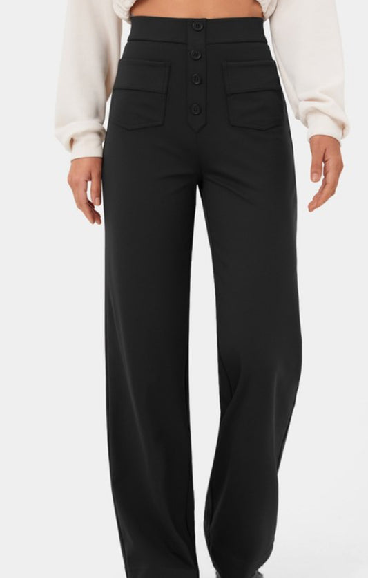 Straight Leg Pants High Waisted Stretchy Trousers