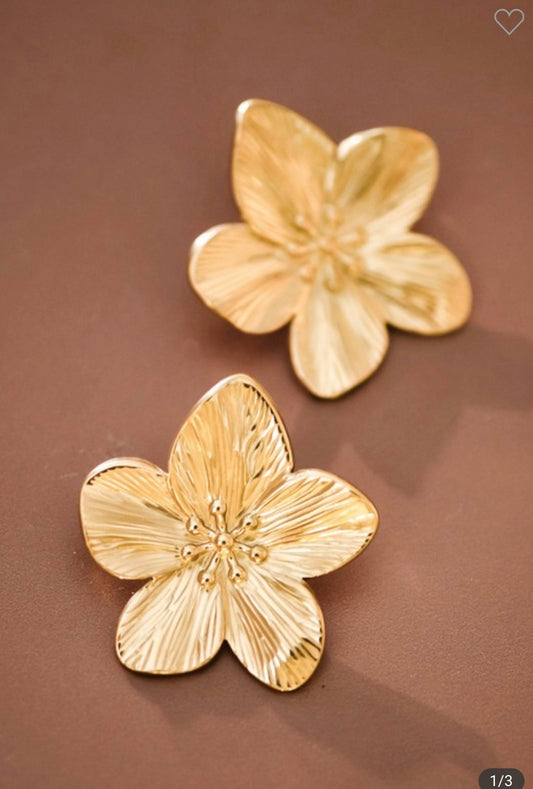 Aretes de Flor - 18k Gold Stainless Steel