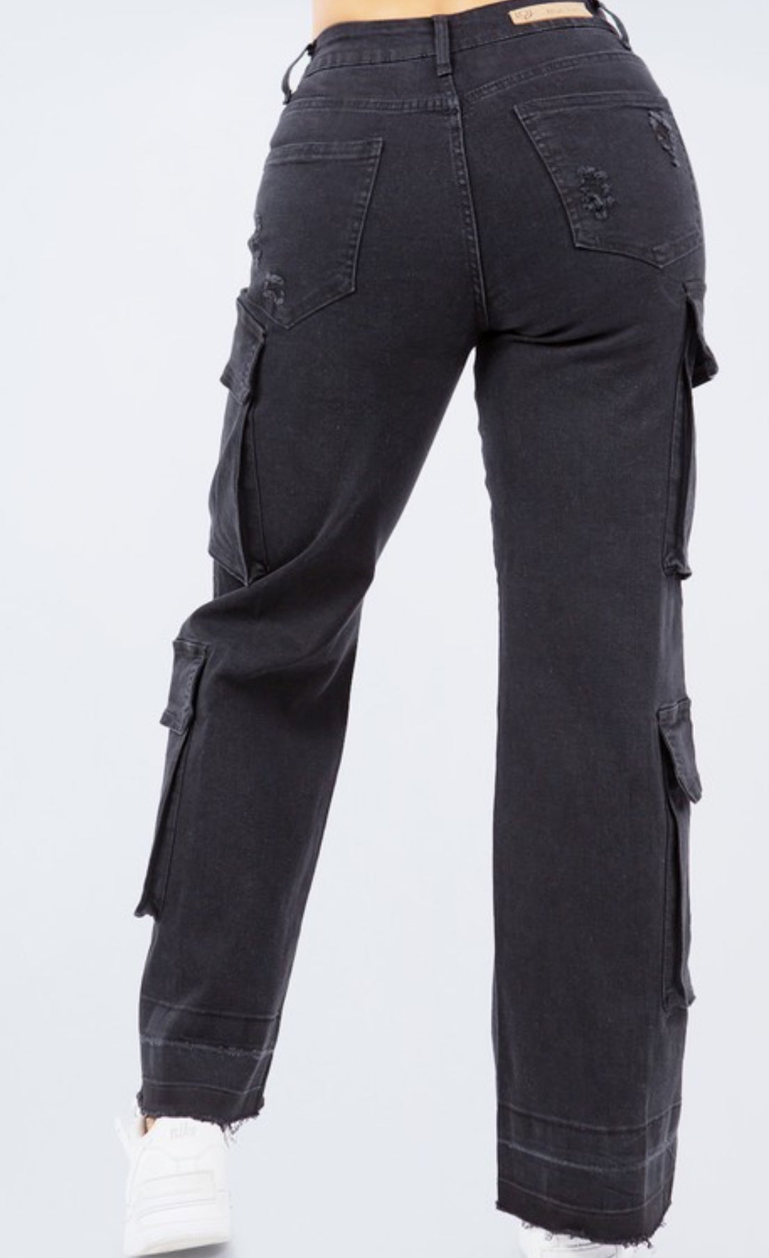 Black Denim Cargo Jeans