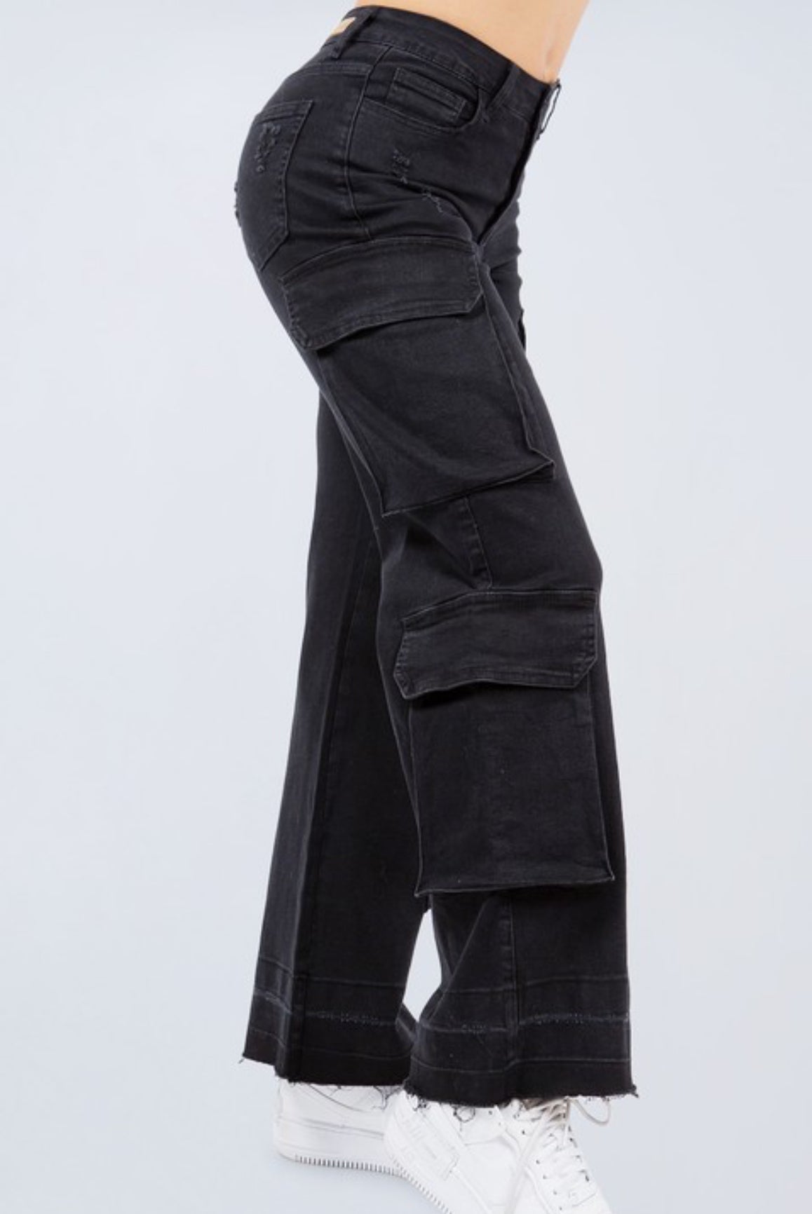 Black Denim Cargo Jeans