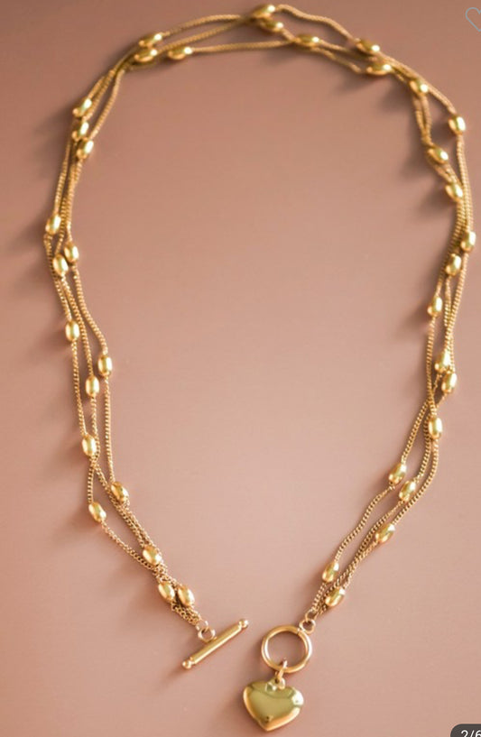 Heart of Gold 18k Gold Stainless Steel Necklace