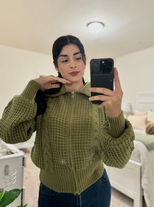 Classic Olive Knit Sweater