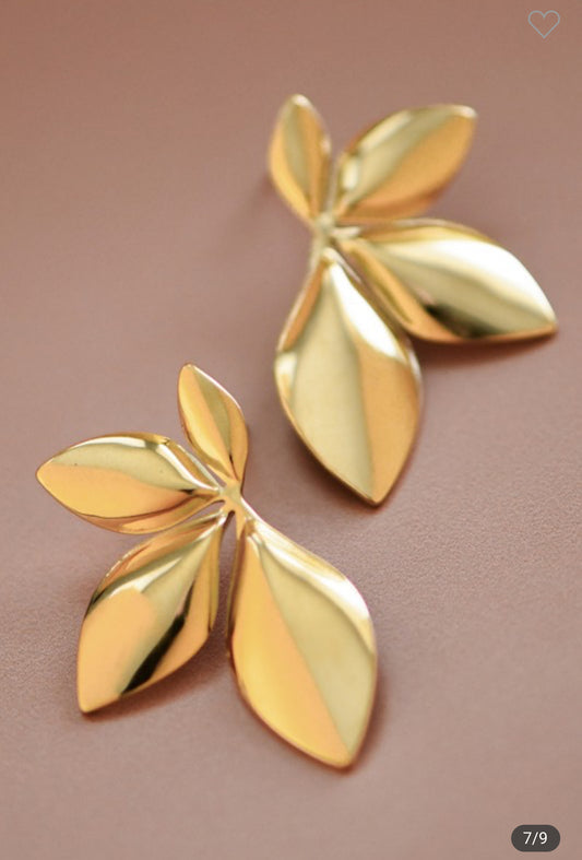 Golden Leaf 18K Stainless Steel Earrings