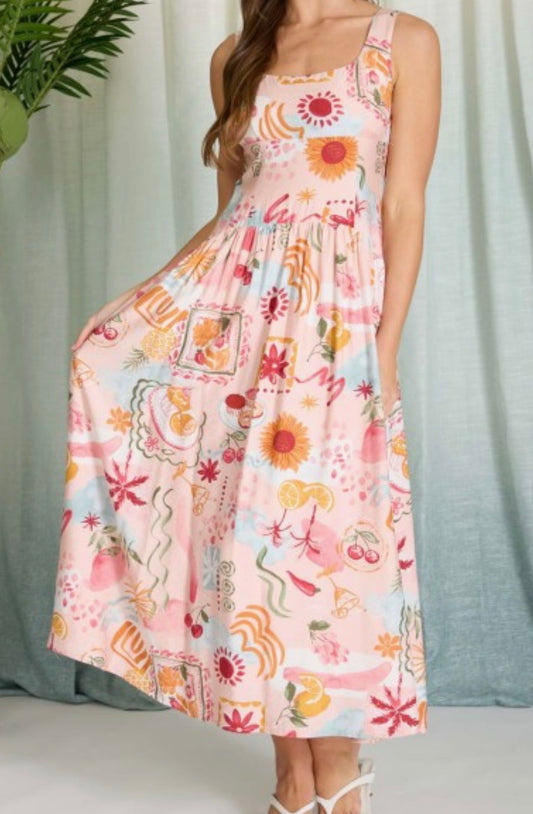 Summer Print Midi Sundress