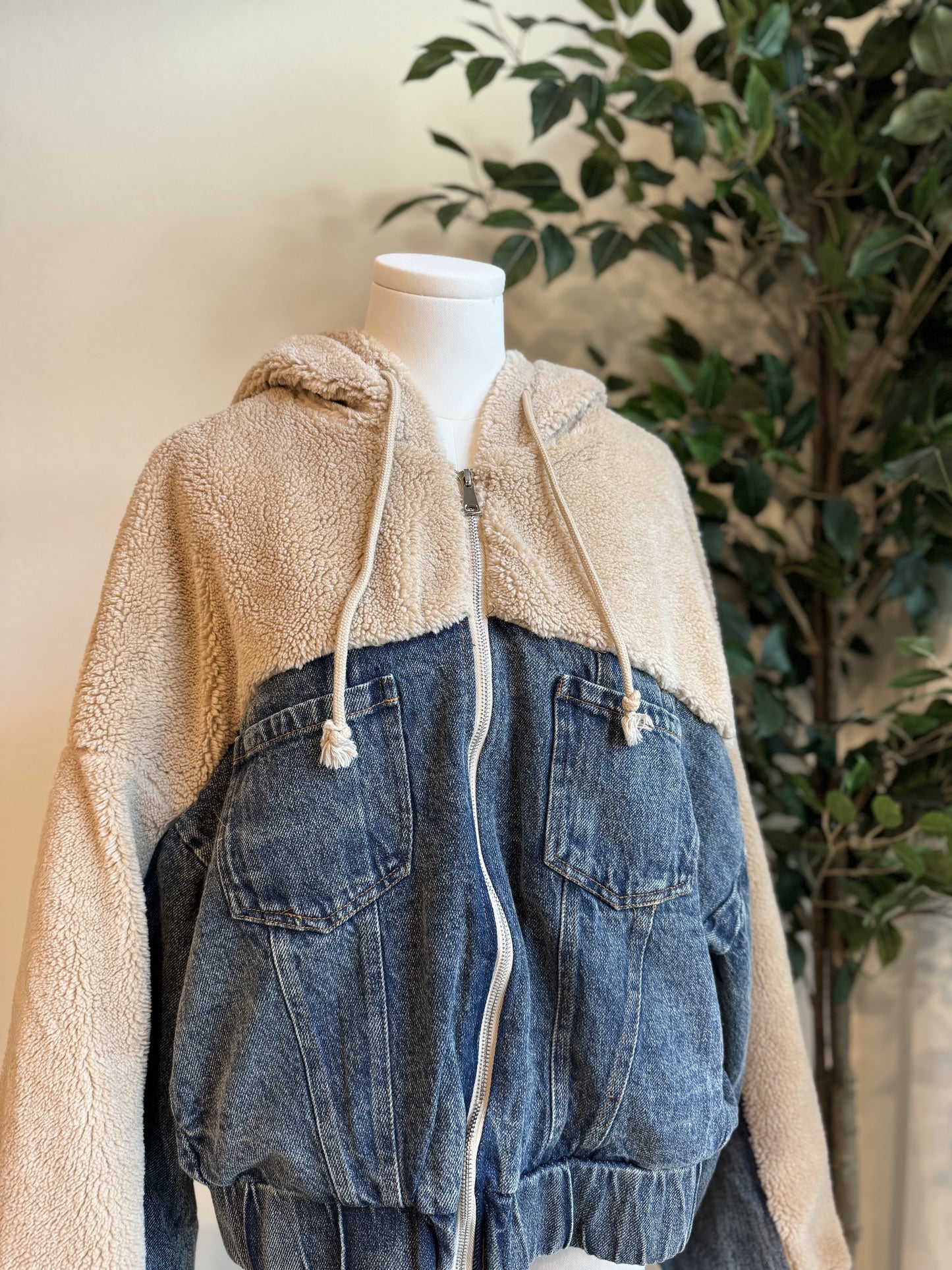 Mocha Cozy Denim Jacket