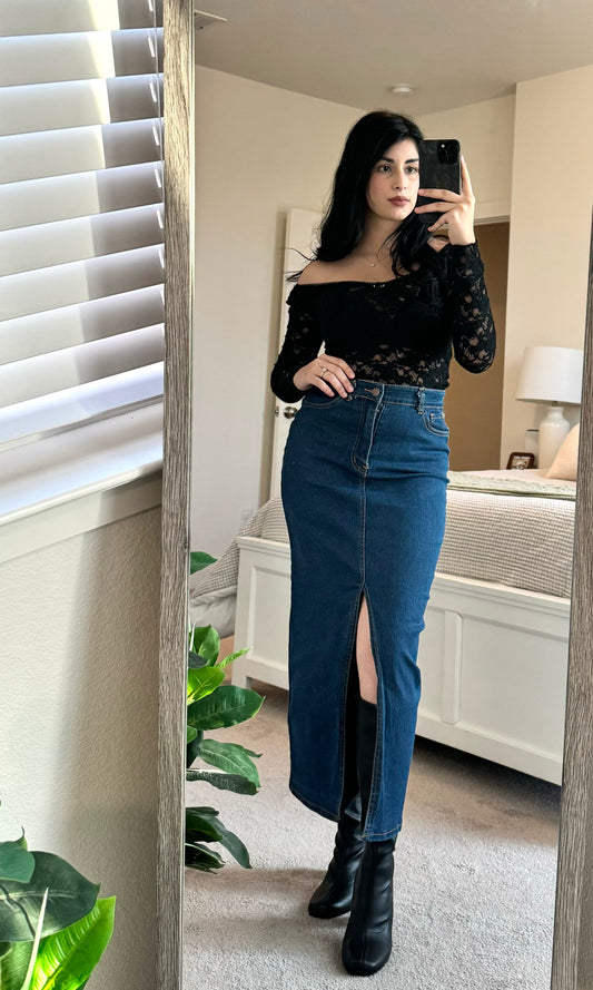 Denim Midi Skirt