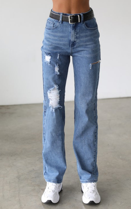 Straight Leg Denim Jeans