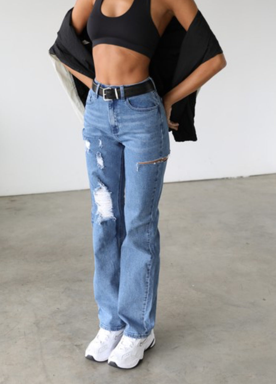 Straight Leg Denim Jeans